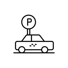 Taxi car outline icons, minimalist vector illustration ,simple transparent graphic element .Isolated on white background