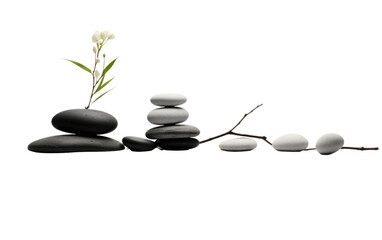 Harmonizing Elements in Stone Zen Art on White or PNG Transparent Background