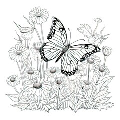 Clean coloring book page of a Butterfly