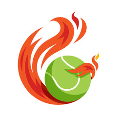Obraz premium Tennis ball flying fire ball icon Design Vector, Emblem, Design Concept, Creative Symbol.