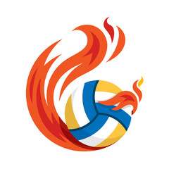 volleyball flying fire ball icon Design Vector, Emblem, Design Concept, Creative Symbol.