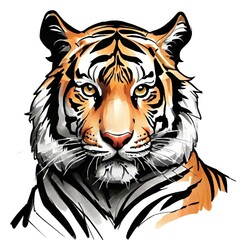 Tiger head sketch hand draw