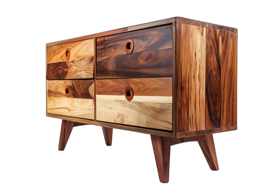 Chest of drawers, wooden boxes. Modern designer, commode isolated on white background