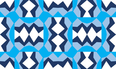 seamless geometric pattern with abstract block, blue and white abstract block turbine style on white background seamless and repeat pattern replete image design for fabric printing or wallpaper