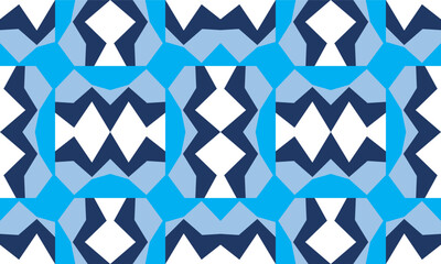 Fototapeta premium seamless geometric pattern with abstract block, blue and white abstract block turbine style on white background seamless and repeat pattern replete image design for fabric printing or wallpaper