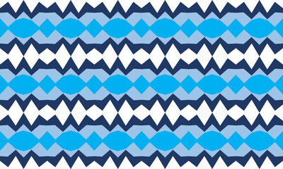 seamless triple blue tone and dark blue zigzag line on white pattern, horizontal Zig zag chevron diamond blue on white tile repeat seamless pattern replete image design for fabric printing

