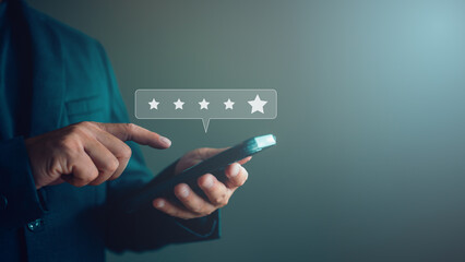 Client or consumer give rating to service experience on online application, Customer review...