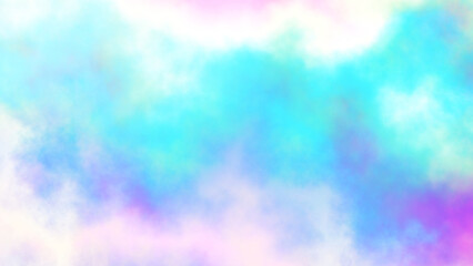 Abstract cloudy gradient background. Unicorn colorful rainbow clouds wide texture.