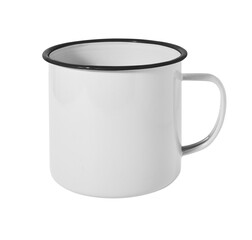 White enamel mug isolated on white background