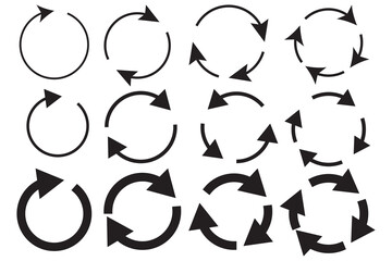 A set of black round arrows .Vector Icon Web Site Graphic. Recycle icon eps 10  - obrazy, fototapety, plakaty