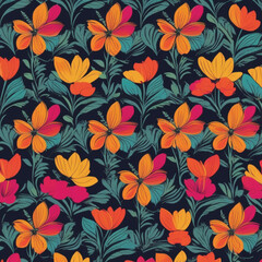 Ai generated a Simple floral pattern design, with bright colors.