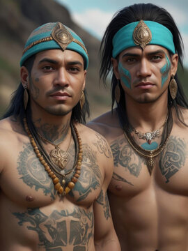 Ultra-Realistic 8K Render of a Tall, Stocky Hispanic Man with Filipino Tribal Tattoos and Salakot Hat Gen AI