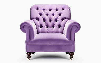 Lavender armchair isolated on white. Vintage purple armchair on a white background