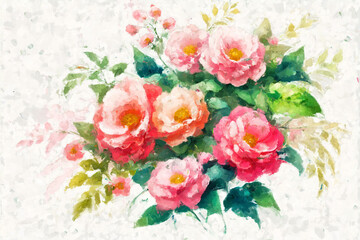 Beautiful oil painting floral illustration