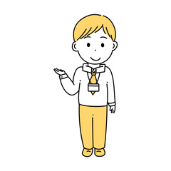 案内をする男性のイラスト