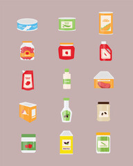 Simple Instant Food and Drink Illustration Design Set