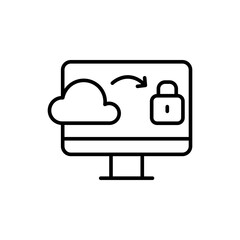 Cloud computing outline icons, minimalist vector illustration ,simple transparent graphic element .Isolated on white background
