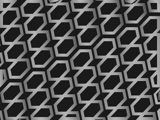 Hexagon pattern black metal texture steel background. Perforated metal sheet.
