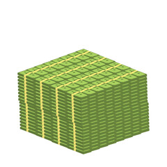 Stacks of cash vector on white background.