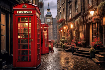 red telephone box - Powered by Adobe