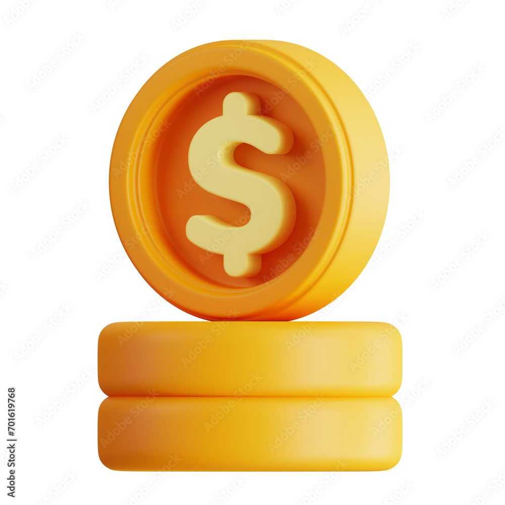 Poster 3d model of a dollar coin. dollar coin design for representing monetary value. 3d illustration, 3d e