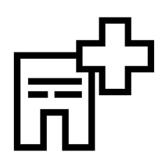 Obraz premium hospital building and black cross minimalist icon