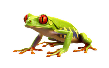 Red-eyed Tree Frog On Transparent Background.