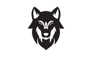 Black wolf logo design illustration, Design element for logo, poster, card, banner, emblem, t shirt etc.