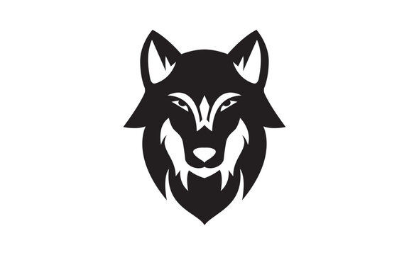 Black wolf logo design illustration, Design element for logo, poster, card, banner, emblem, t shirt etc.
