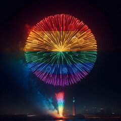 Generative AI Rainbow fireworks, pride, background