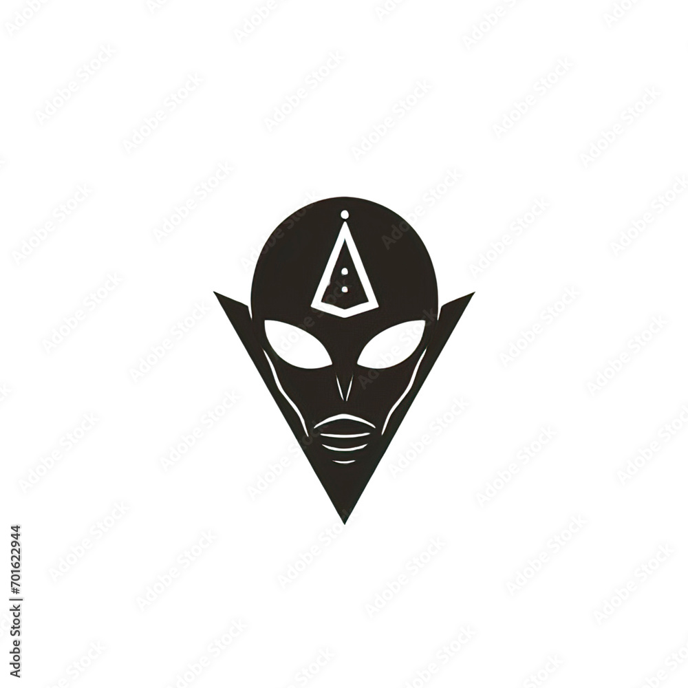 Sticker Design of minimalist logo featuring an Alien in black 