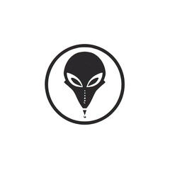 Design of minimalist logo featuring an Alien in black 