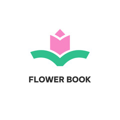 Flower book logo concept in flat design