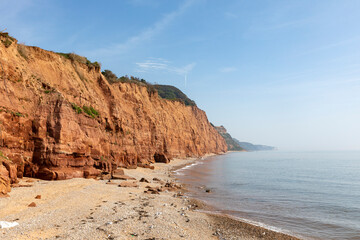 Sidmouth Devon, red sandstone cliffs on the Jurassic Coast,UK