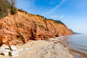 Sidmouth Devon, red sandstone cliffs on the Jurassic Coast,UK