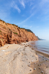 Fototapeta na wymiar Sidmouth Devon, red sandstone cliffs on the Jurassic Coast,UK