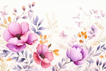 abstract color background with flowers, banner on a common background