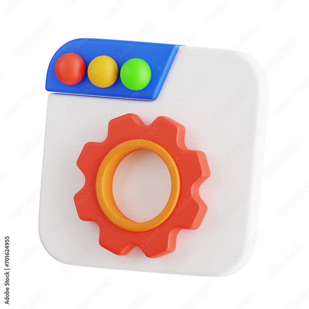 Aufkleber web configuration: modern 3d web setting visualization. 3d web setting excellence. 3d illustration, 