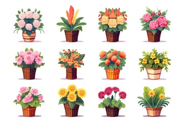 Fototapeta na wymiar Flower Shop Icons Set
