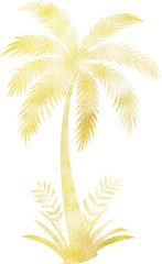 Fototapeta na wymiar Golden Glitter Date palm tree, Ramadan Kareem gold glitter element