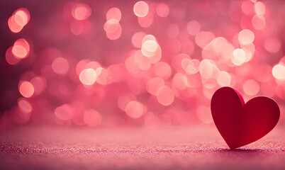 Valentines day hear and bokeh background, vibrant and romantic