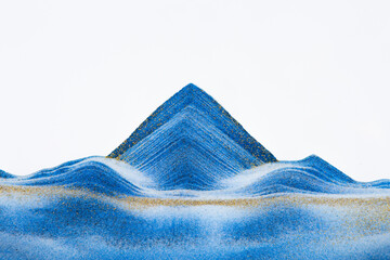 Closeup dust of pigment sparkling with blue fluid color，Abstract mountain background