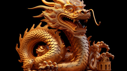 Fototapeta premium chinese dragon statue chinese new year 2024