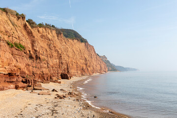 Sidmouth Devon Coastline, Jurassic coast of red sandstone cliffs,England