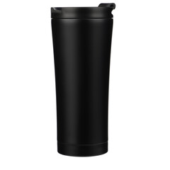 Thermos cup as a model, clean material. Black clean thermos cup with black lid, blank for text....