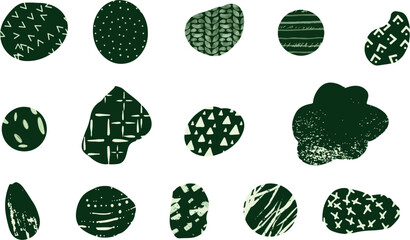 set of shape illustrated icon brush pattern in shape
