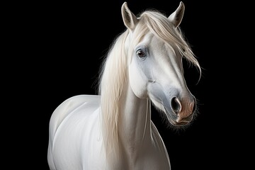 Obraz na płótnie Canvas Pure White Horse Staring Directly into the Camera