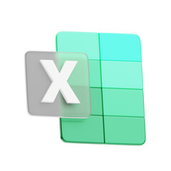 Excel Power - 3D Microsoft Office Excel in Action. Digital Data Analysis.
3d illustration, 3d element, 3d rendering. 3d visualization isolated on a transparent background