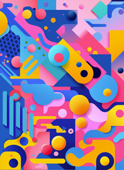 Bright Colorful Abstract Shapes Background Pattern