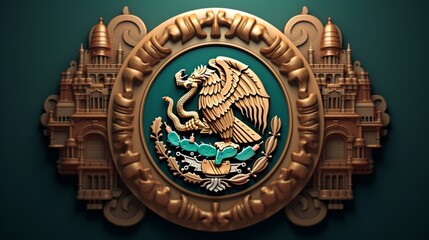 3D Render Of Mexico Emblem